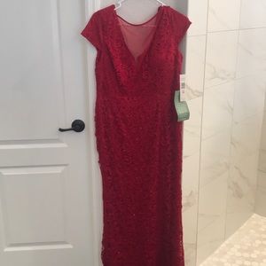 Red shimmer evening gown